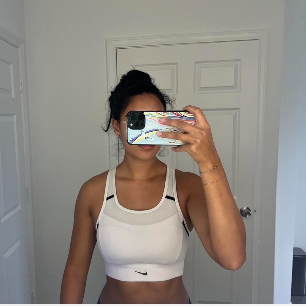 Nike White and Black Sports Bra